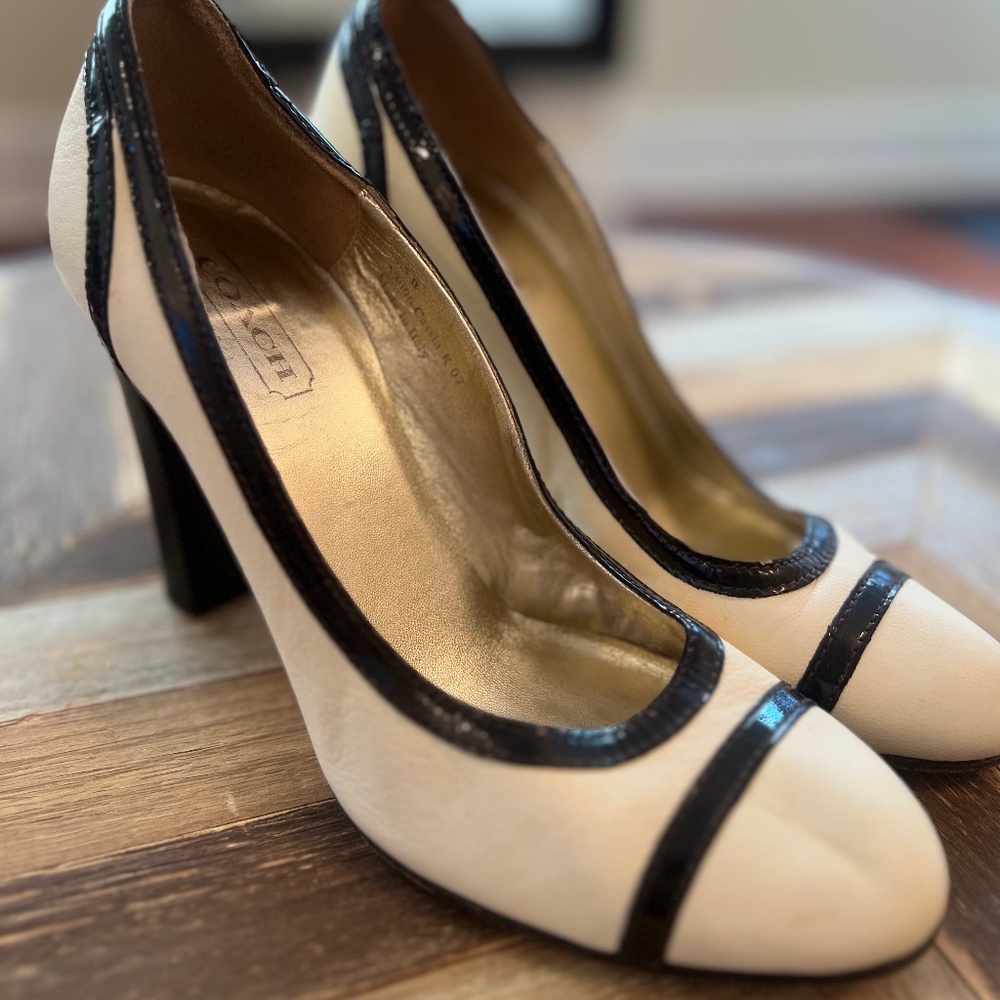 Coach Black and Cream Heels